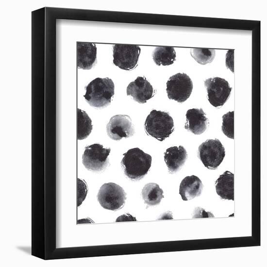 Watercolor Polka Dot Pattern in Black and Gray.-null-Framed Art Print