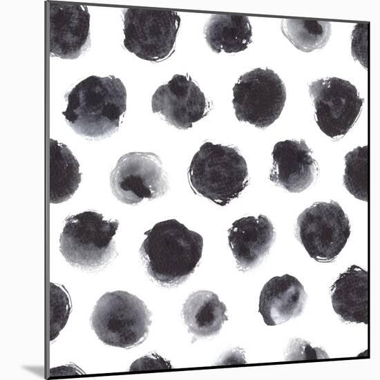 Watercolor Polka Dot Pattern in Black and Gray.-null-Mounted Premium Giclee Print