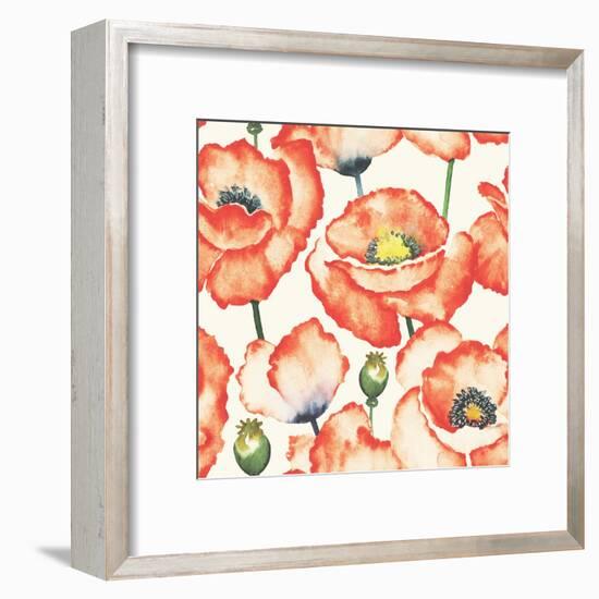Watercolor Poppy Pattern-Eleor-Framed Art Print