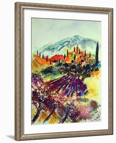 Watercolor Provence Landscape 080507-Pol Ledent-Framed Art Print