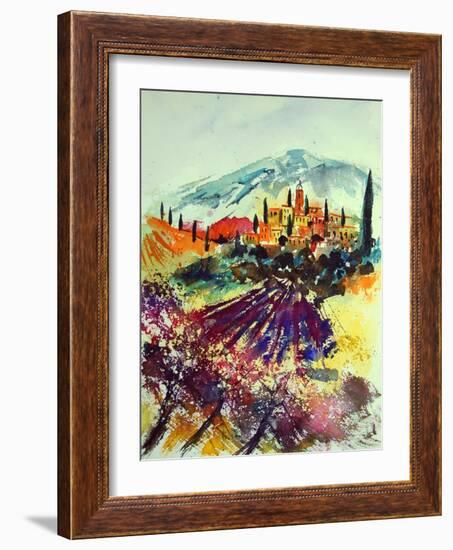 Watercolor Provence Landscape 080507-Pol Ledent-Framed Art Print