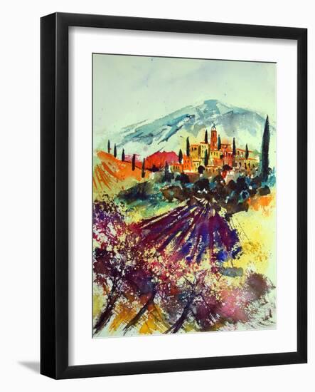 Watercolor Provence Landscape 080507-Pol Ledent-Framed Art Print