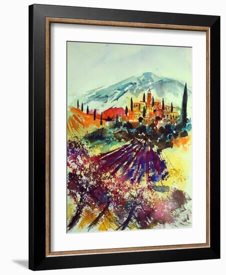 Watercolor Provence Landscape 080507-Pol Ledent-Framed Art Print