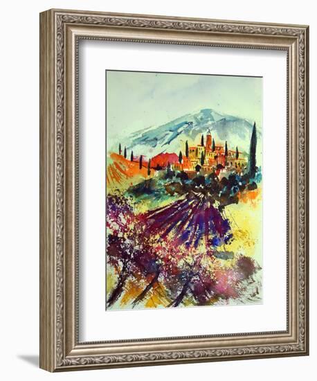 Watercolor Provence Landscape 080507-Pol Ledent-Framed Art Print