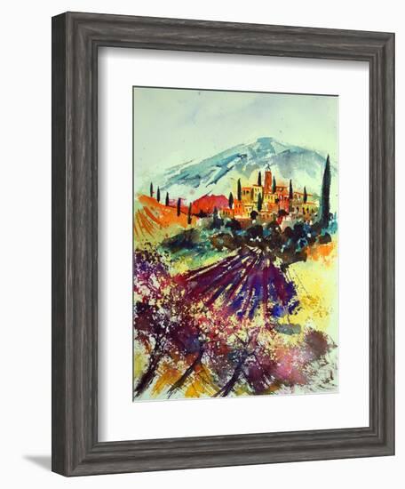 Watercolor Provence Landscape 080507-Pol Ledent-Framed Art Print