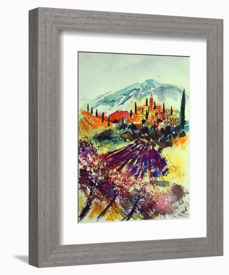 Watercolor Provence Landscape 080507-Pol Ledent-Framed Art Print