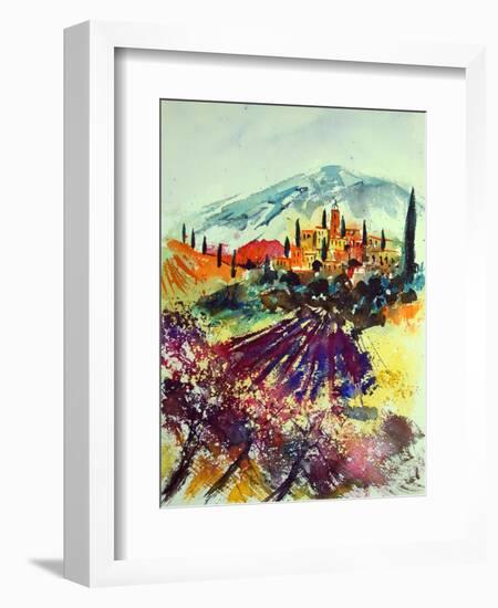 Watercolor Provence Landscape 080507-Pol Ledent-Framed Art Print