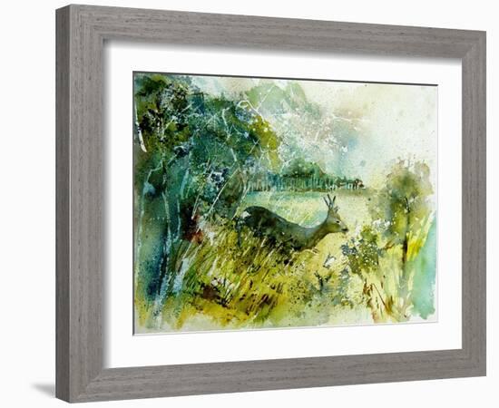 Watercolor Roe Deer 2-Pol Ledent-Framed Art Print