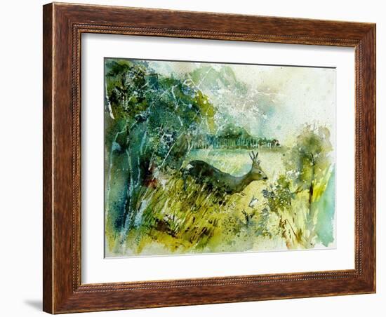 Watercolor Roe Deer 2-Pol Ledent-Framed Art Print