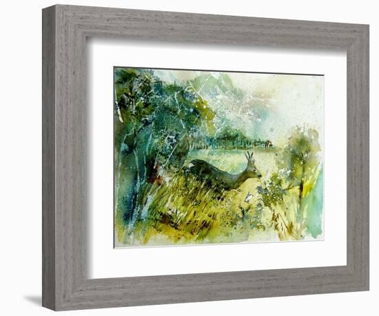 Watercolor Roe Deer 2-Pol Ledent-Framed Art Print