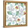 Watercolor Seamless Pattern with Branches and Leaves, Abstract Illustration in Vintage Style.-Nikiparonak-Framed Stretched Canvas