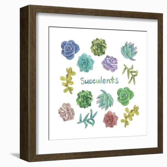 Watercolor Succulent Set-Nadydy-Framed Art Print