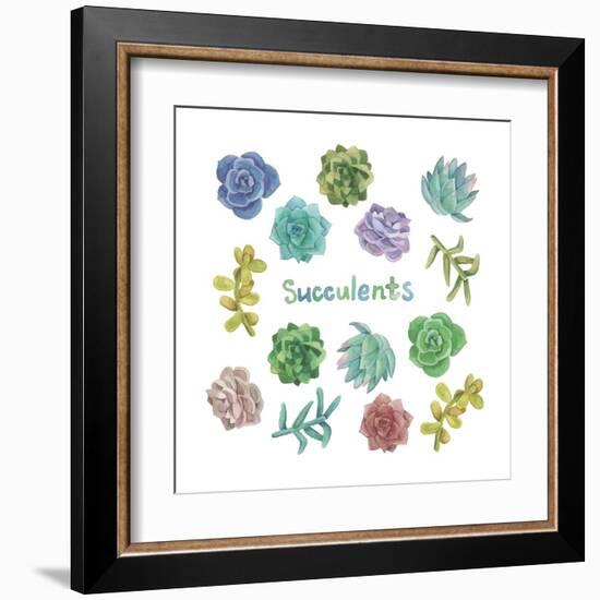 Watercolor Succulent Set-Nadydy-Framed Art Print