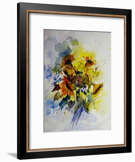 Watercolor Sunflowers-Pol Ledent-Framed Art Print