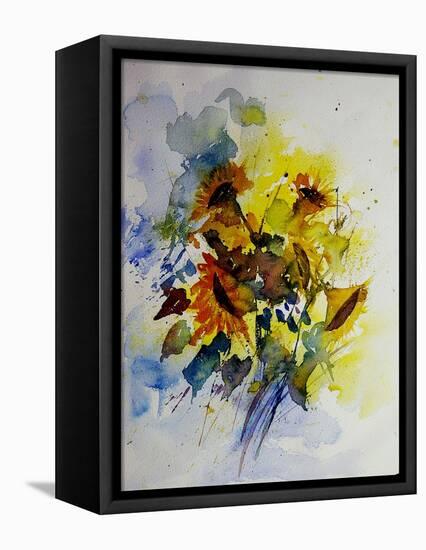 Watercolor Sunflowers-Pol Ledent-Framed Stretched Canvas