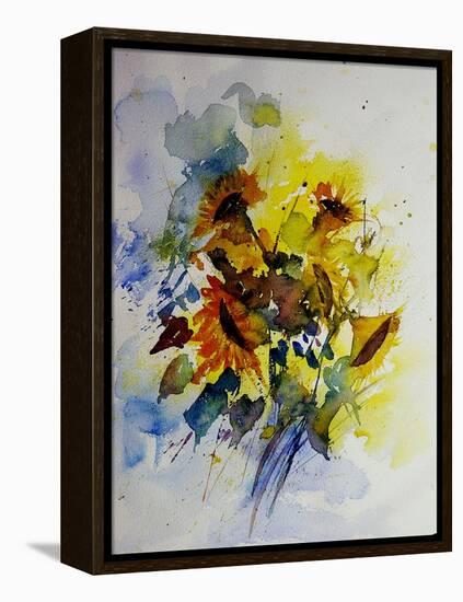 Watercolor Sunflowers-Pol Ledent-Framed Stretched Canvas