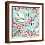 Watercolor Swan and Cherry Bloom-tanycya-Framed Art Print