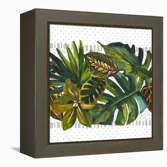 Watercolor Tropical Leaf Pattern-tanycya-Framed Stretched Canvas