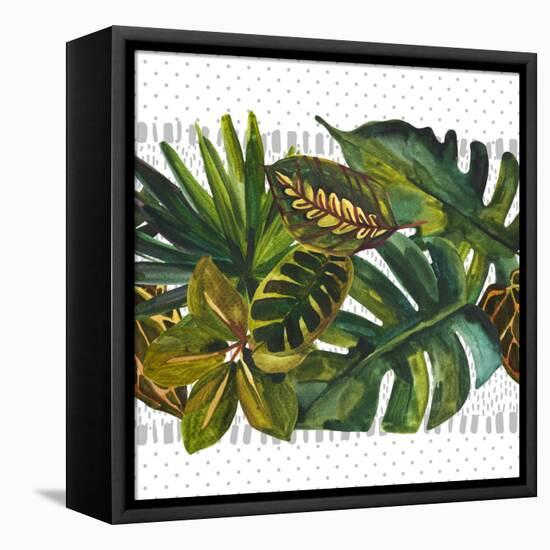 Watercolor Tropical Leaf Pattern-tanycya-Framed Stretched Canvas