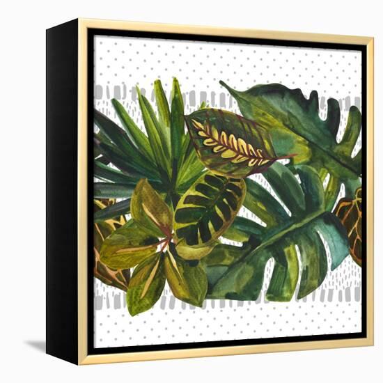 Watercolor Tropical Leaf Pattern-tanycya-Framed Stretched Canvas