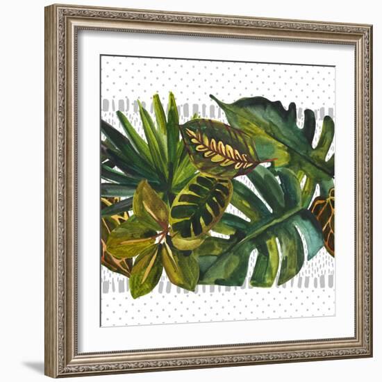 Watercolor Tropical Leaf Pattern-tanycya-Framed Art Print
