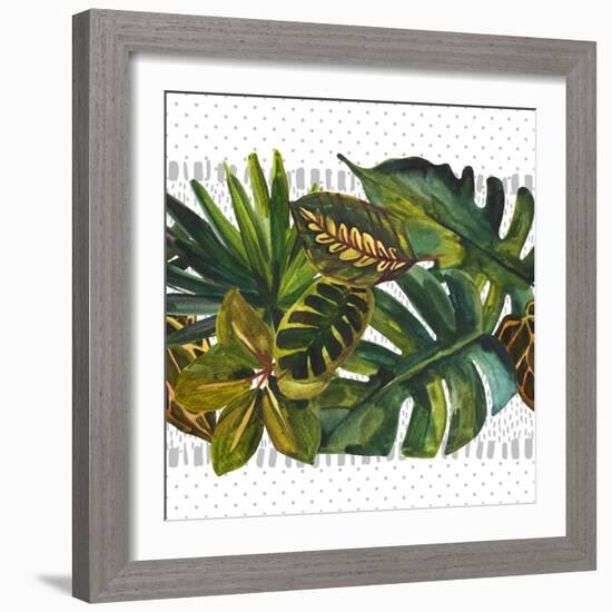 Watercolor Tropical Leaf Pattern-tanycya-Framed Art Print