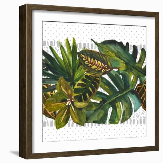 Watercolor Tropical Leaf Pattern-tanycya-Framed Art Print