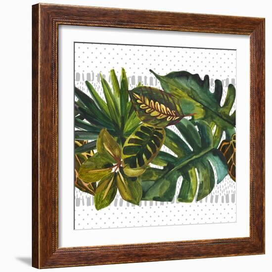 Watercolor Tropical Leaf Pattern-tanycya-Framed Art Print