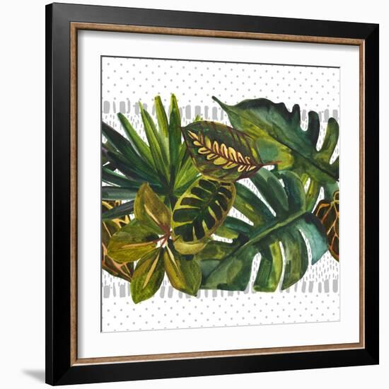 Watercolor Tropical Leaf Pattern-tanycya-Framed Art Print