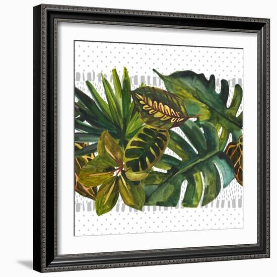 Watercolor Tropical Leaf Pattern-tanycya-Framed Art Print