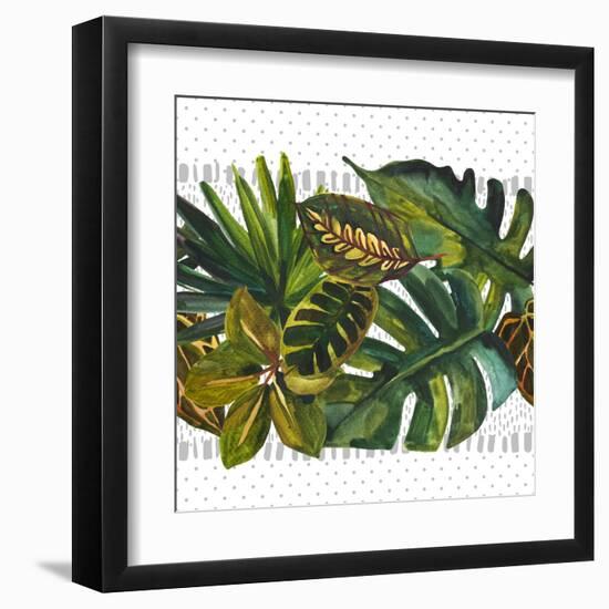 Watercolor Tropical Leaf Pattern-tanycya-Framed Art Print