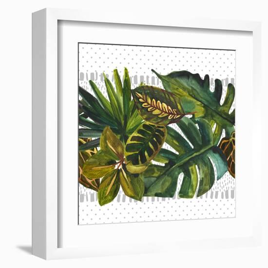 Watercolor Tropical Leaf Pattern-tanycya-Framed Art Print