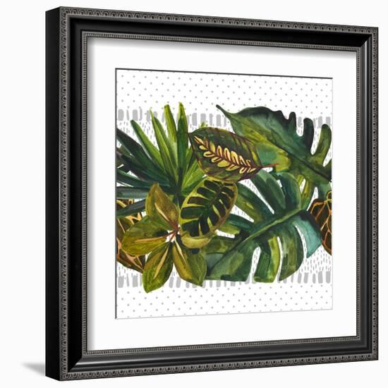 Watercolor Tropical Leaf Pattern-tanycya-Framed Art Print