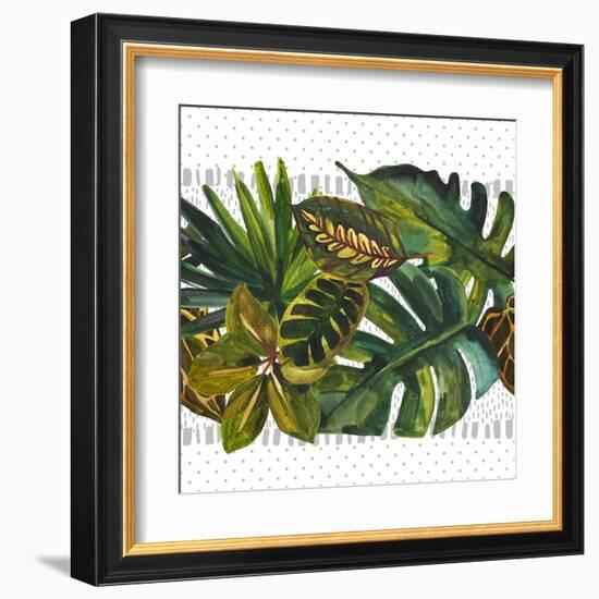 Watercolor Tropical Leaf Pattern-tanycya-Framed Art Print