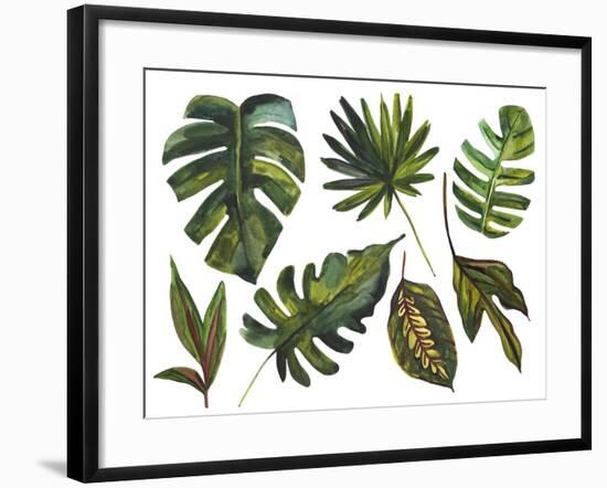 Watercolor Tropical Leaf Set-tanycya-Framed Art Print