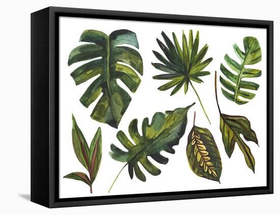 Watercolor Tropical Leaf Set-tanycya-Framed Stretched Canvas