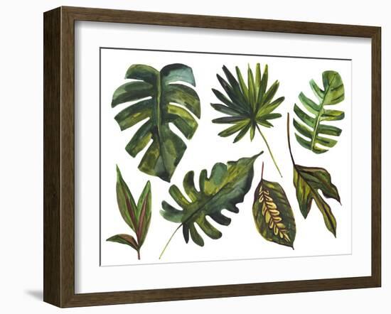 Watercolor Tropical Leaf Set-tanycya-Framed Art Print