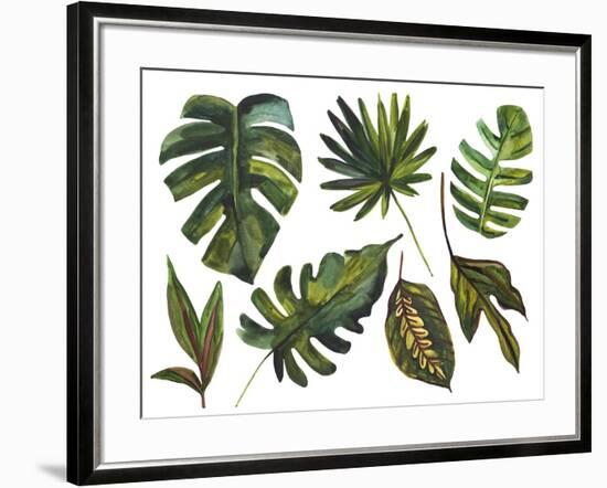 Watercolor Tropical Leaf Set-tanycya-Framed Art Print