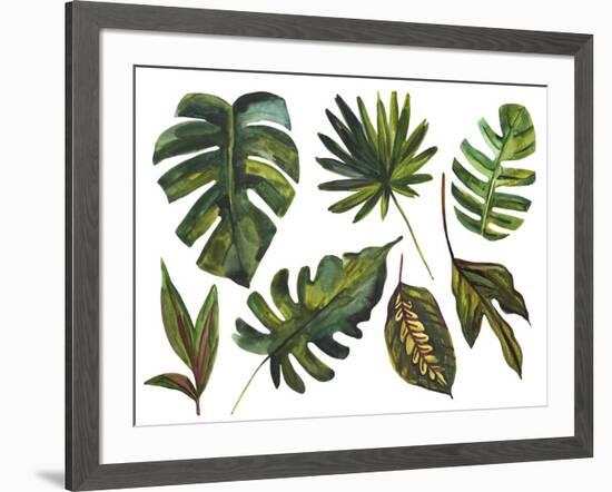 Watercolor Tropical Leaf Set-tanycya-Framed Art Print