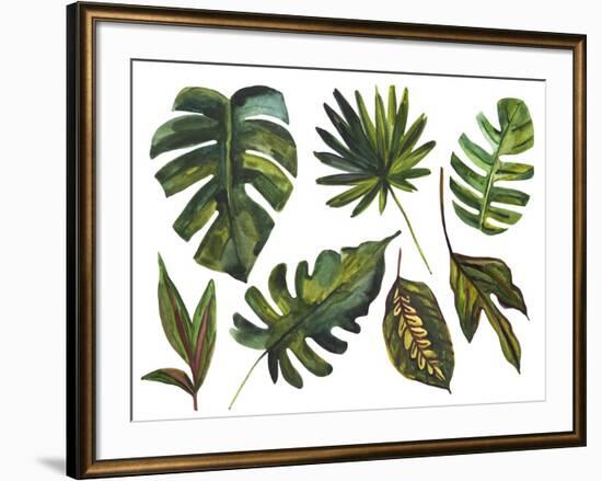 Watercolor Tropical Leaf Set-tanycya-Framed Art Print