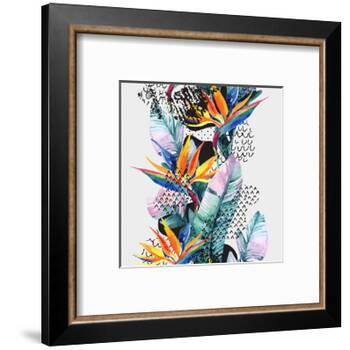 Watercolor Tropical Leaves and Geometric Shapes-tanycya-Framed Art Print