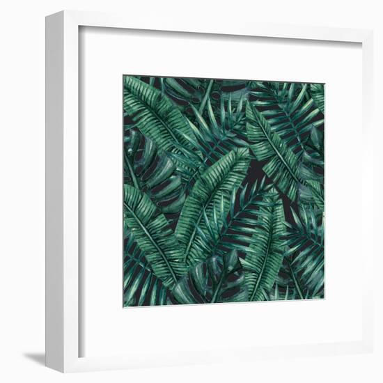 Watercolor Tropical Palm Leaves Seamless Pattern. Vector Illustration.-Bigio-Framed Art Print