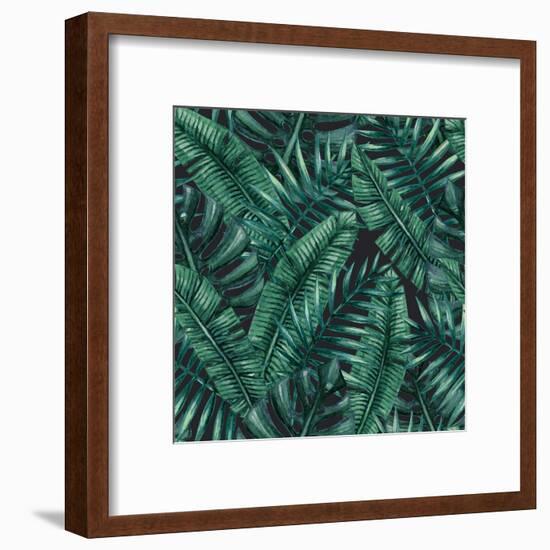 Watercolor Tropical Palm Leaves Seamless Pattern. Vector Illustration.-Bigio-Framed Art Print