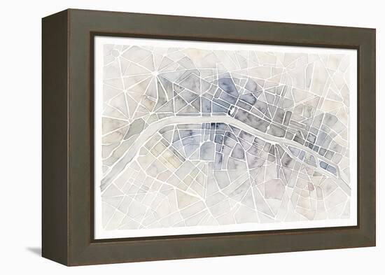 Watercolor Wanderlust Paris-Laura Marshall-Framed Stretched Canvas
