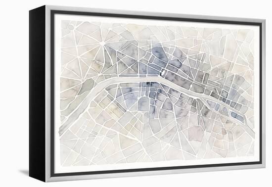 Watercolor Wanderlust Paris-Laura Marshall-Framed Stretched Canvas