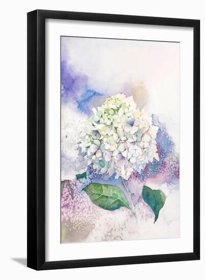 Watercolor White Hydrangea-Eisfrei-Framed Art Print