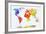 Watercolor World Map. Colorful Paint on White Paper. HD Quality-Michal Bednarek-Framed Art Print