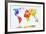 Watercolor World Map. Colorful Paint on White Paper. HD Quality-Michal Bednarek-Framed Art Print