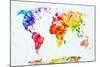 Watercolor World Map. Colorful Paint on White Paper. HD Quality-Michal Bednarek-Mounted Art Print