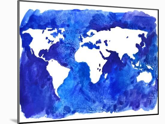 Watercolor World Map Illustration-LisaAlisaill-Mounted Art Print